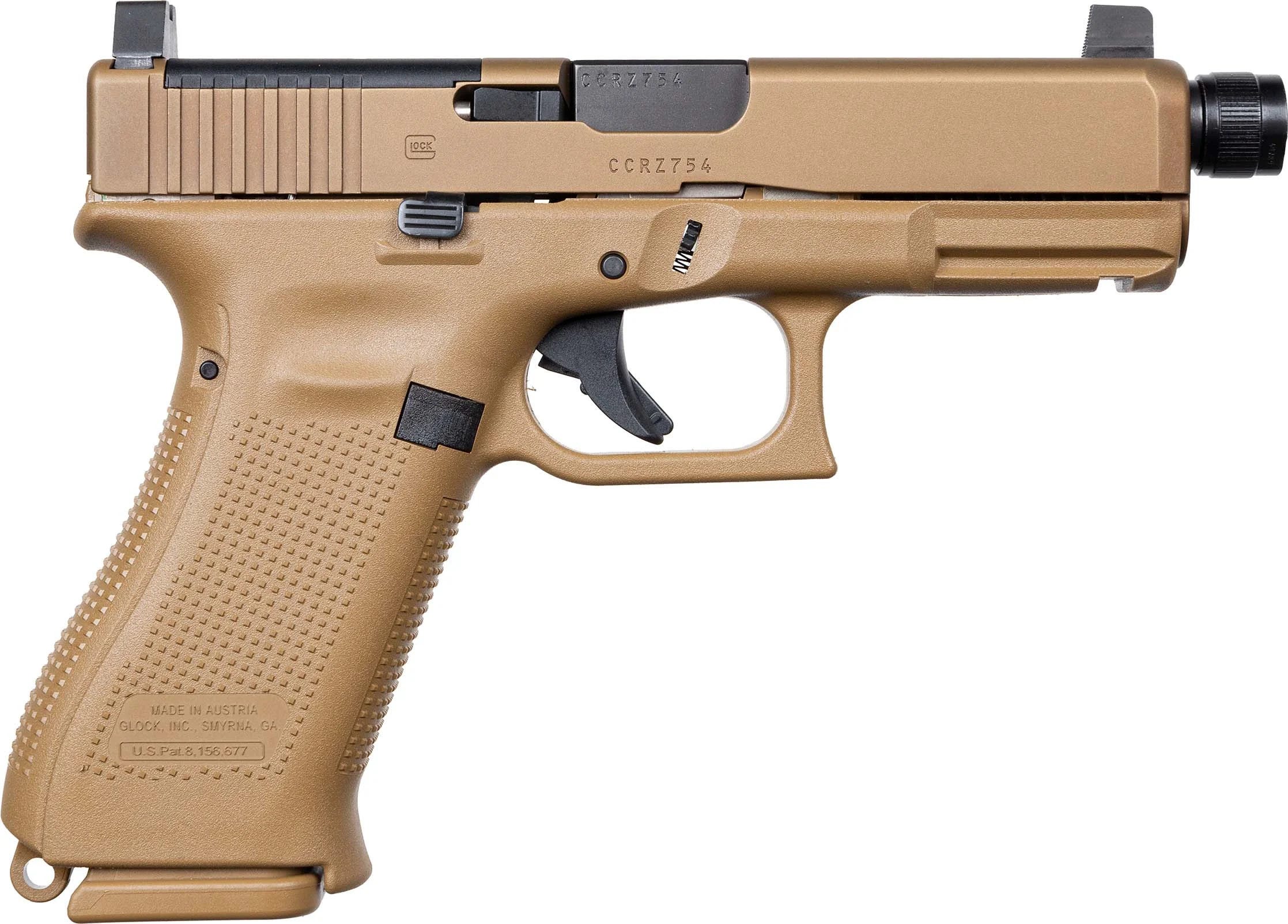 glock 19xv mos coyote brown 9mm 4.52 threaded barrel 19-rounds