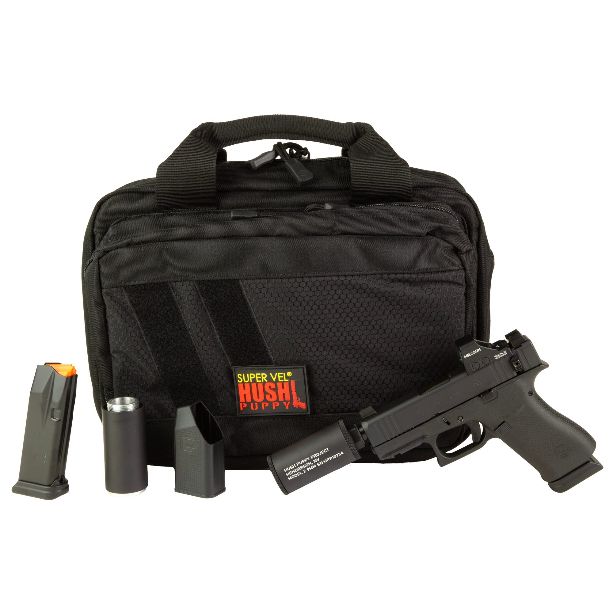 Glock 43X Hush Puppy 9mm 3.92 Barrel 15-Rounds w/ HP Project Model 2  Holosun 407K