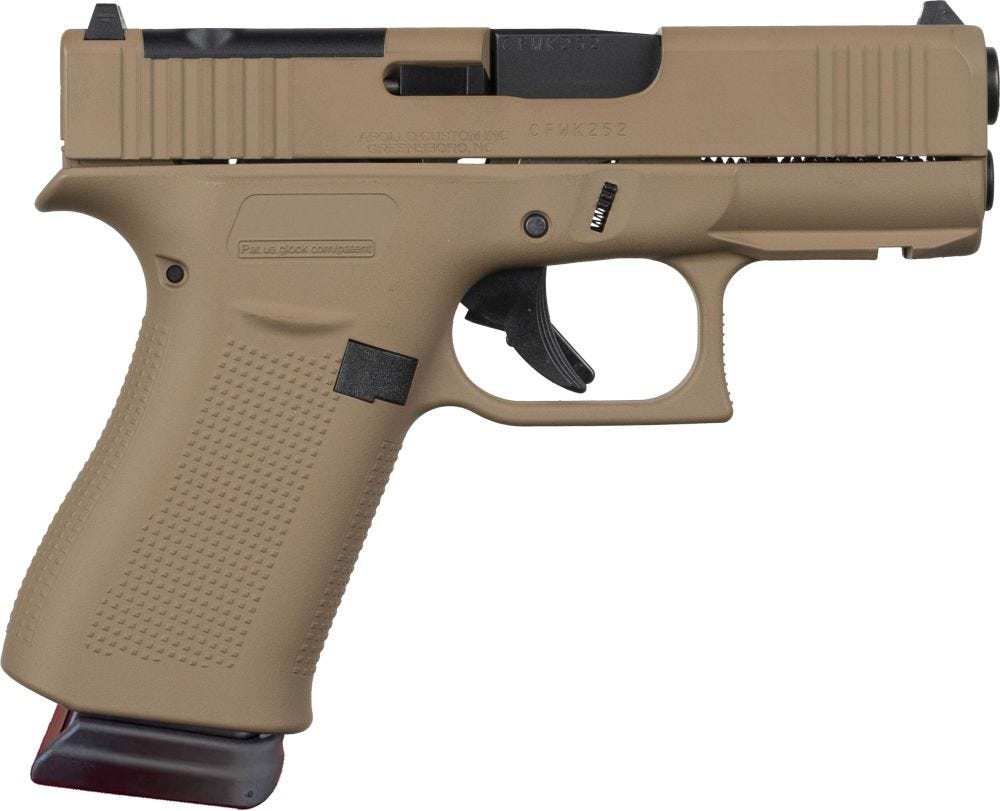 Glock 43X MOS Davidson s Dark Earth 9mm 3.41 Barrel 15-Rounds OR