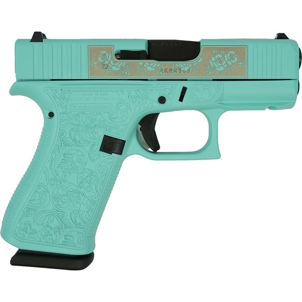 Glock 43X Glock & Roses Robin s Egg Blue / Silver 9mm 3.41 Barrel 10-Rounds USA Made
