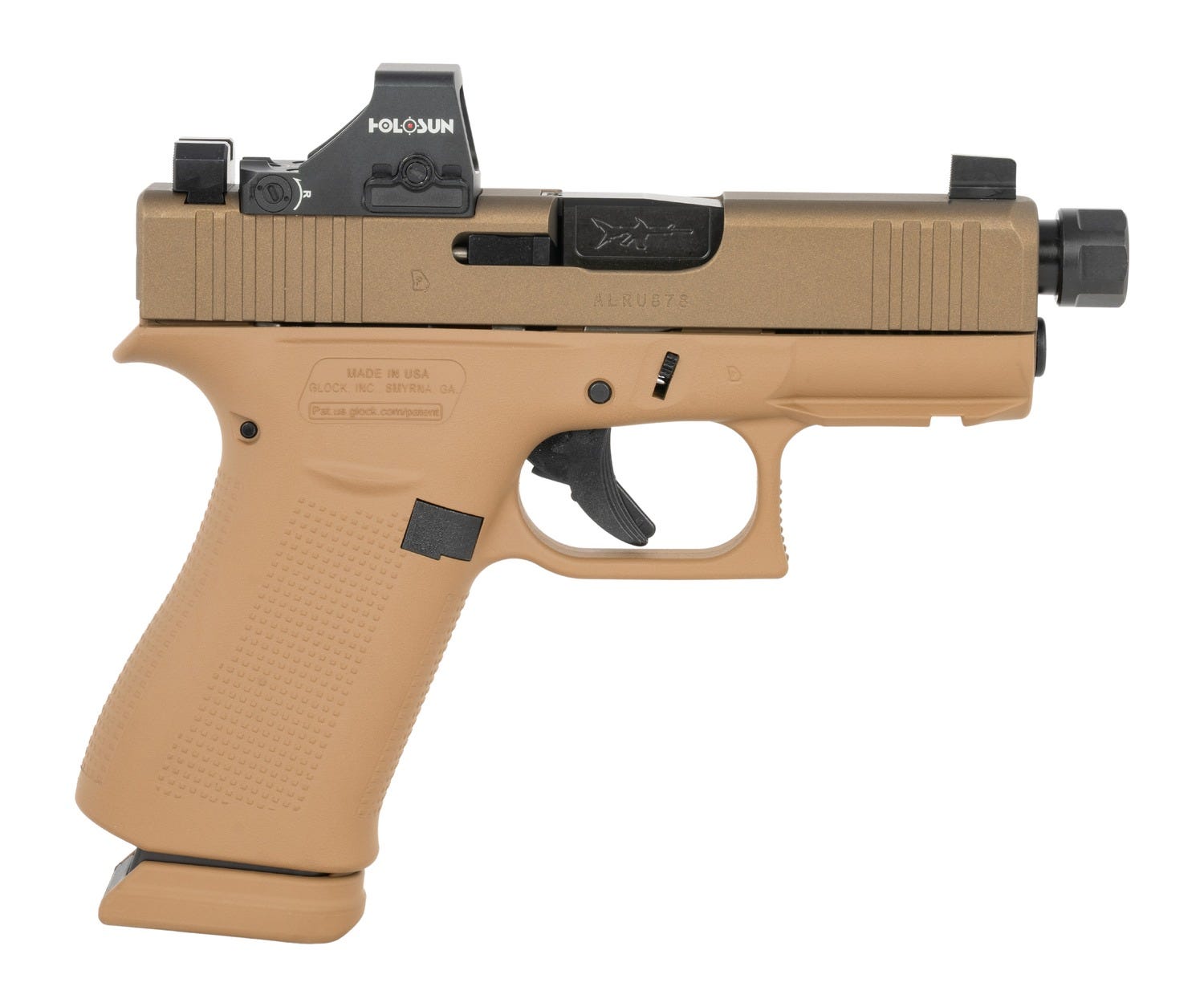 Glock Glock G43X Coyote / Black 9mm 3.41 Threaded Barrel 15-Rounds OR w/ Holosun HS 407K - $879.99 at GrabAGun