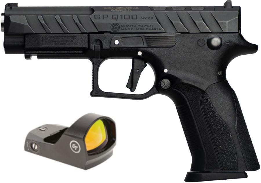 Grand Power Q100 MK23  9mm 4.25 Barrel 15-Rounds w/ Crimson Trace Red Dot