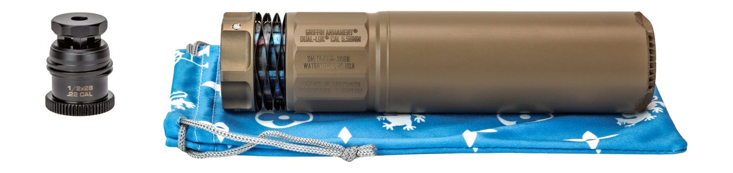 Griffin Armament Dual-Lok 5 Flat Dark Earth 5.56mm Suppressor - Griffin Armament