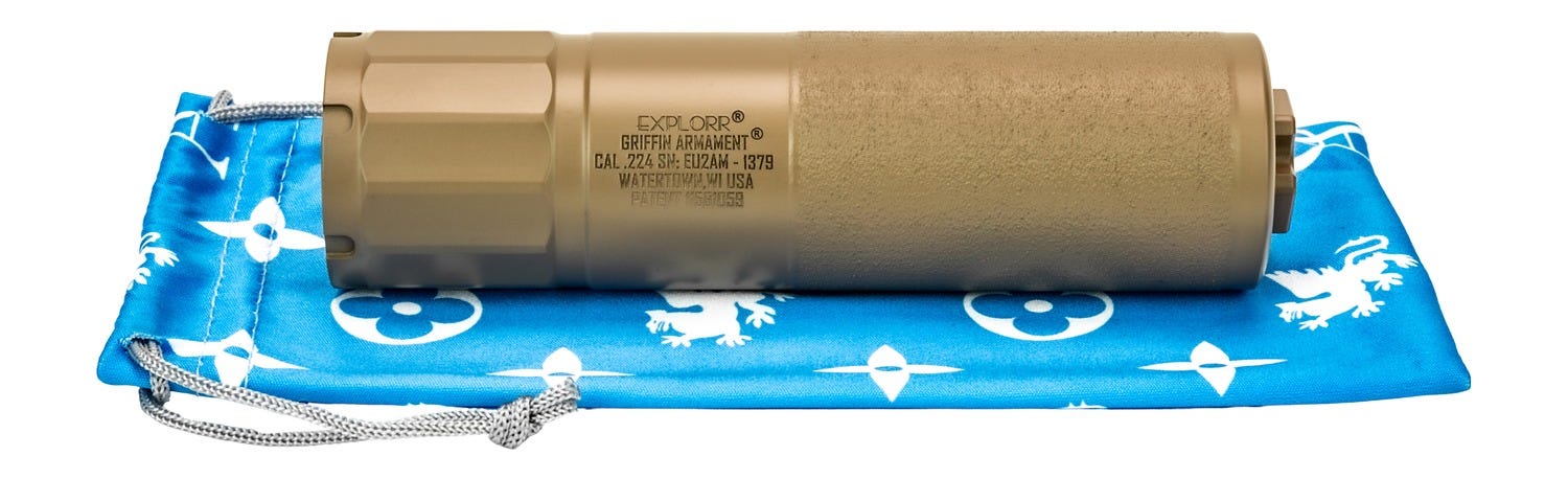 Griffin Armament Explorr Utility Mount Flat Dark Earth .224 Cal Suppressor Taper Mount 1.5