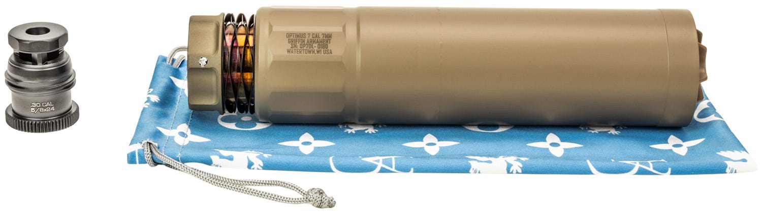 Griffin Armament Optimus 7 Flat Dark Earth .30 Caliber Suppressor Dual-Lok 5/8x24 - Griffin Armament