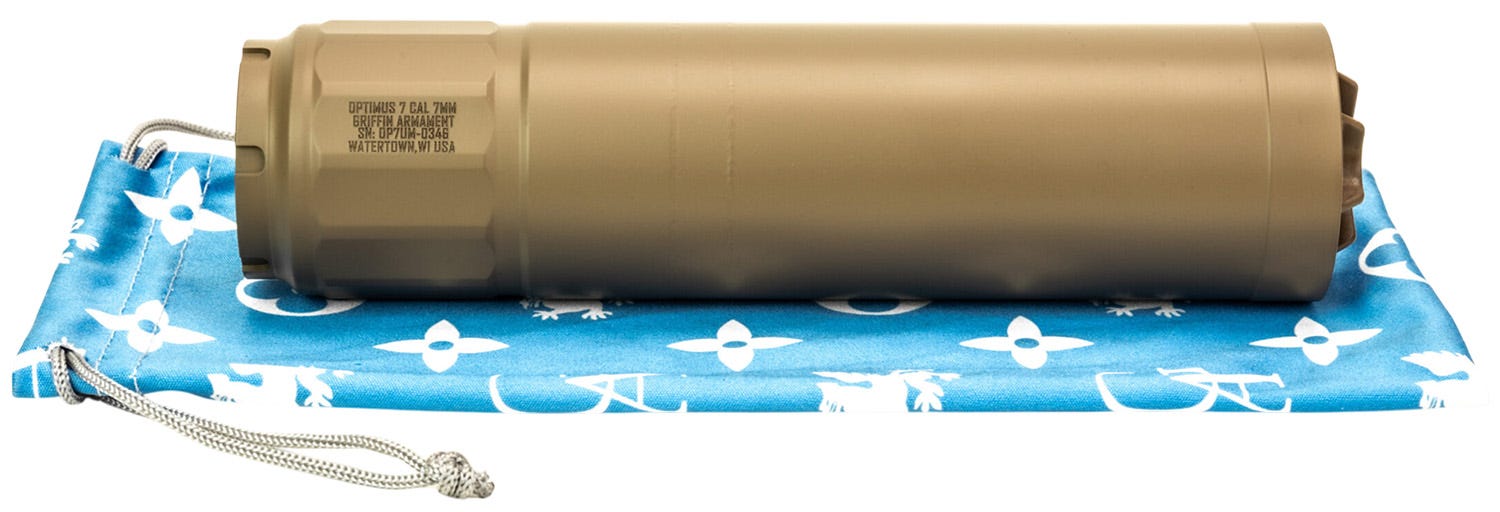 Griffin Armament Optimus 7 Flat Dark Earth .30 Caliber Suppressor Utility Mount 1.375x24 - Griffin Armament