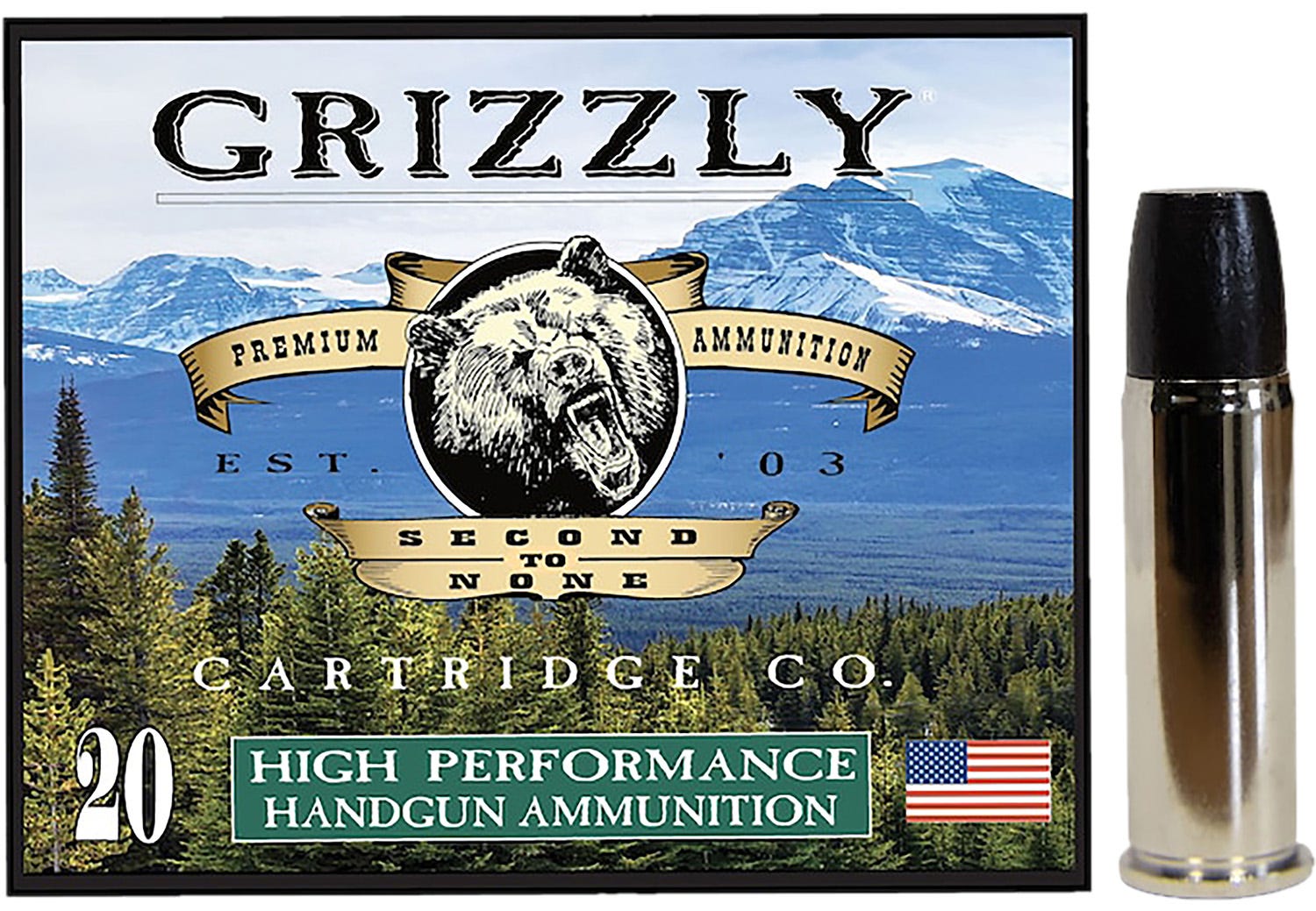 Grizzly Handgun Ammunition .44 Mag P 355 Grain 20-Rounds WLNGC zzly Handgun Ammunition .44 Mag P 355 Grain 20-Rounds WLNGC Ammo