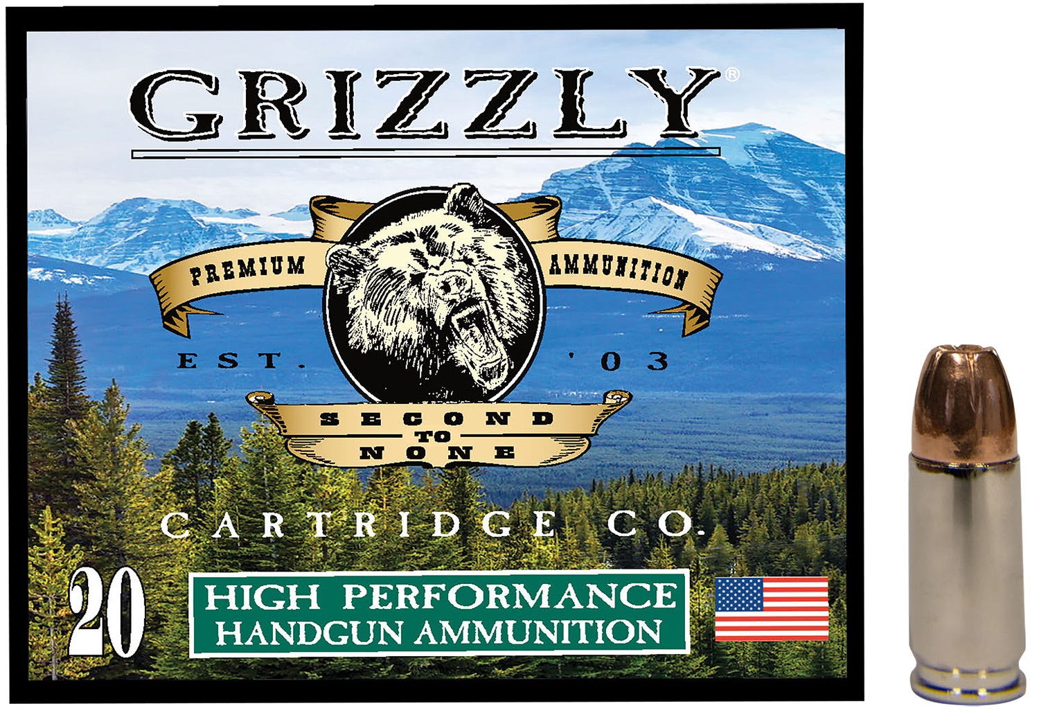 Grizzly Handgun Ammunition 9mm P 115 Grain 20-Rounds JHP zzly Handgun Ammunition 9mm P 115 Grain 20-Rounds JHP Ammo
