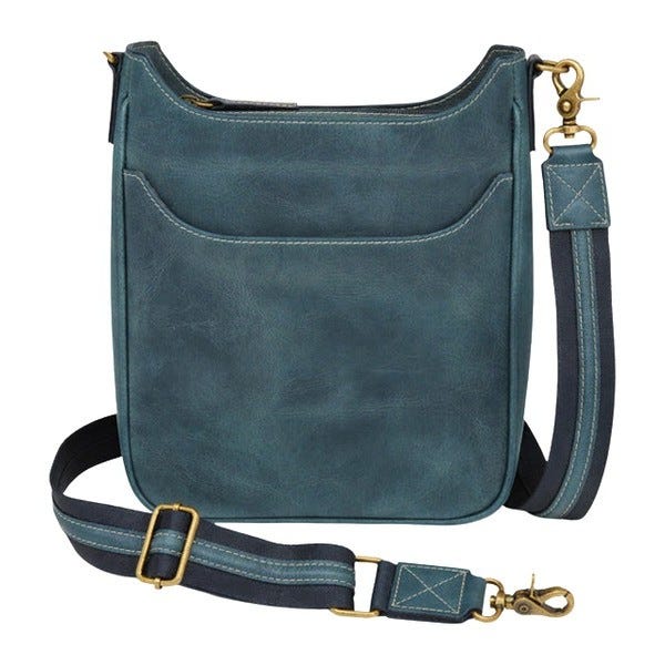 Gun Toten Mamas Satchel Cross-Body Bag Blue Distressed Buffalo for Sig P365 - Kingport Industries Llc