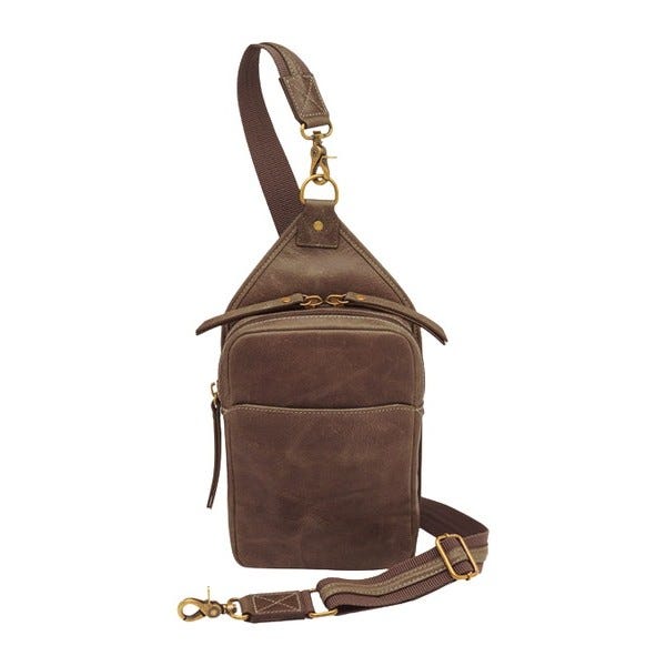 Gun Toten Mamas Sling Cross-Body Bag Brown Distressed Buffalo for Sig P365 - Gun Tote'n Mamas