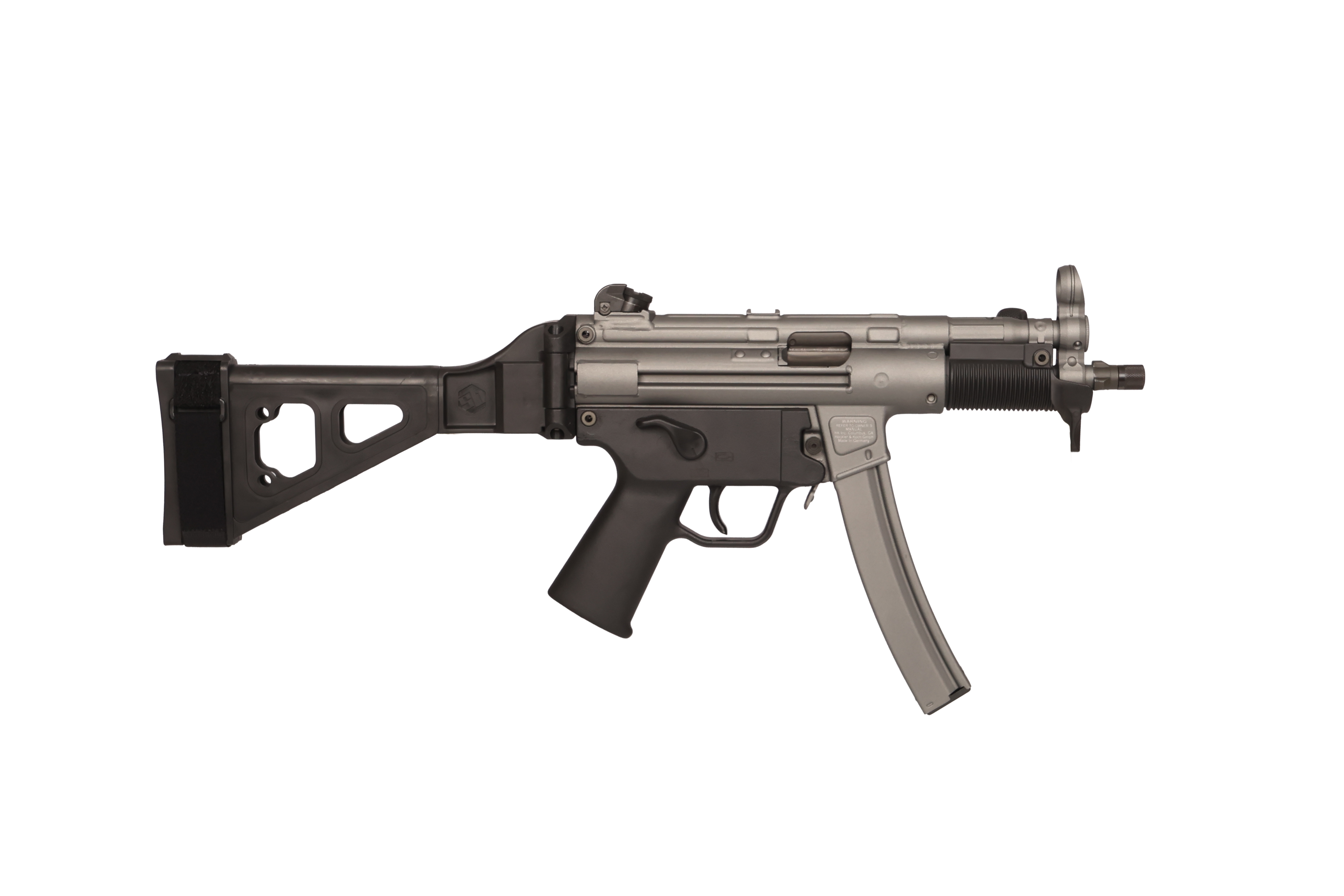 Heckler and Koch SP5K-PDW Gray 9mm 5.8 Barrel 30-Rounds w/ SB Brace  Bungee Sling