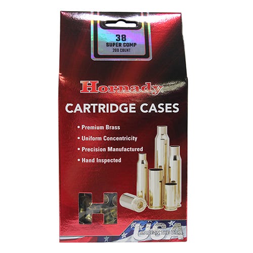 Hornady 38 Super Comp Unprimed Cartridge Cases  Brass  200 cases