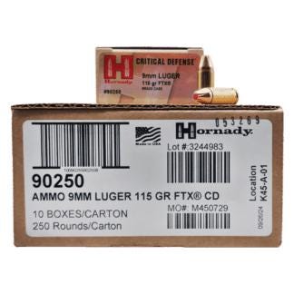 Hornady Critical Defense 9mm 115 Grain 250-Rounds FTX nady Critical Defense 9mm 115 Grain 250-Rounds FTX Ammo