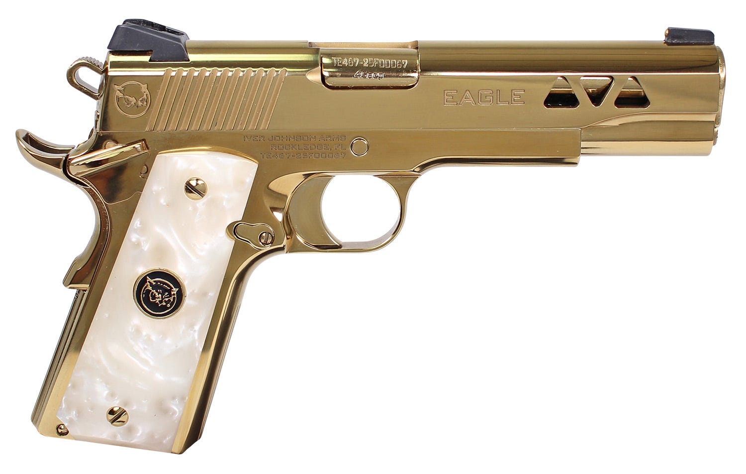 Iver Johnson Golden Eagle Gen 2 Polished Gold PVD .45 ACP 5 Barrel 8-Rounds - Iver Johnson Arms