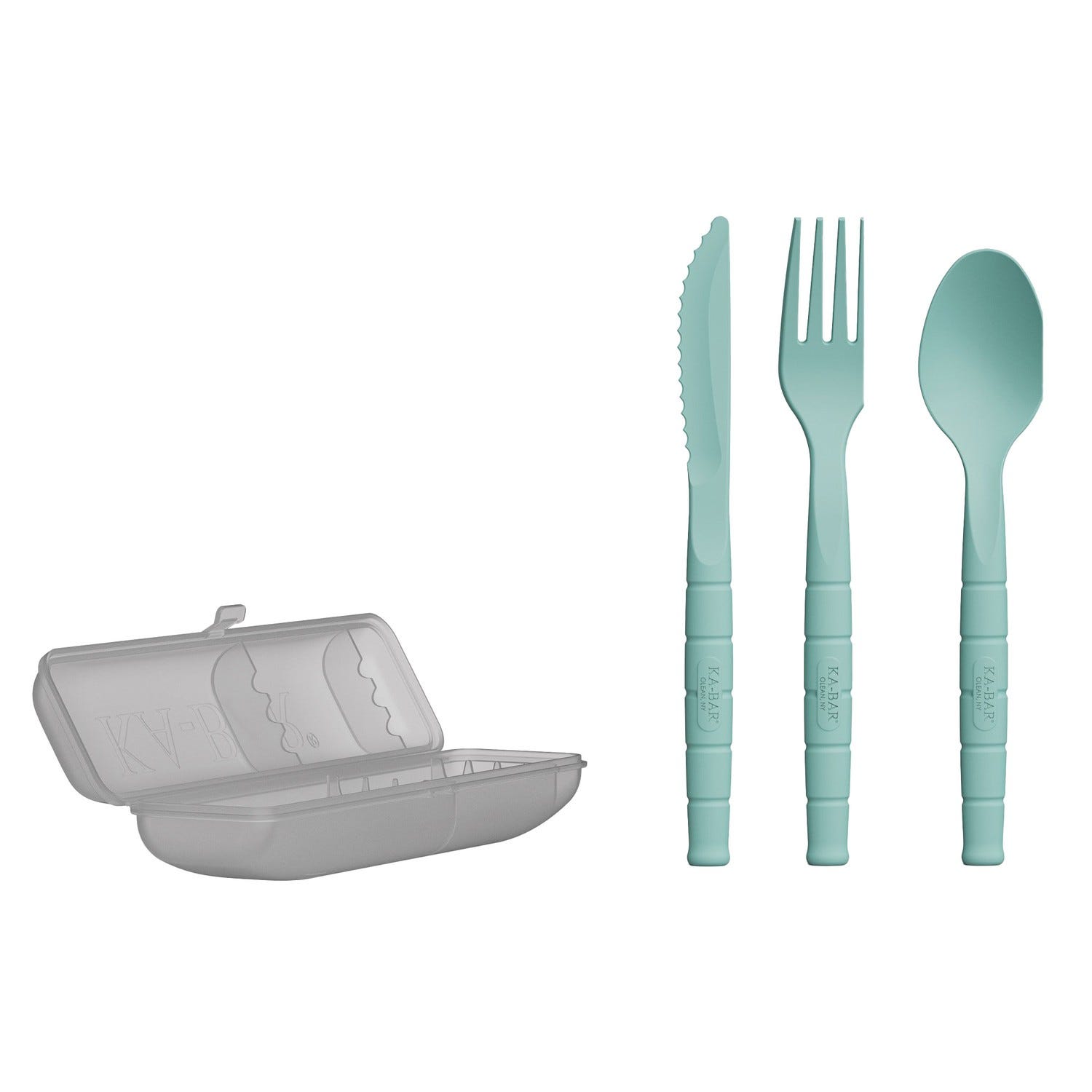 Ka-Bar Lunch Pal Teal Utensil Set w/ Spoon  Fork  Knife  Carrying Case - Ka-Bar
