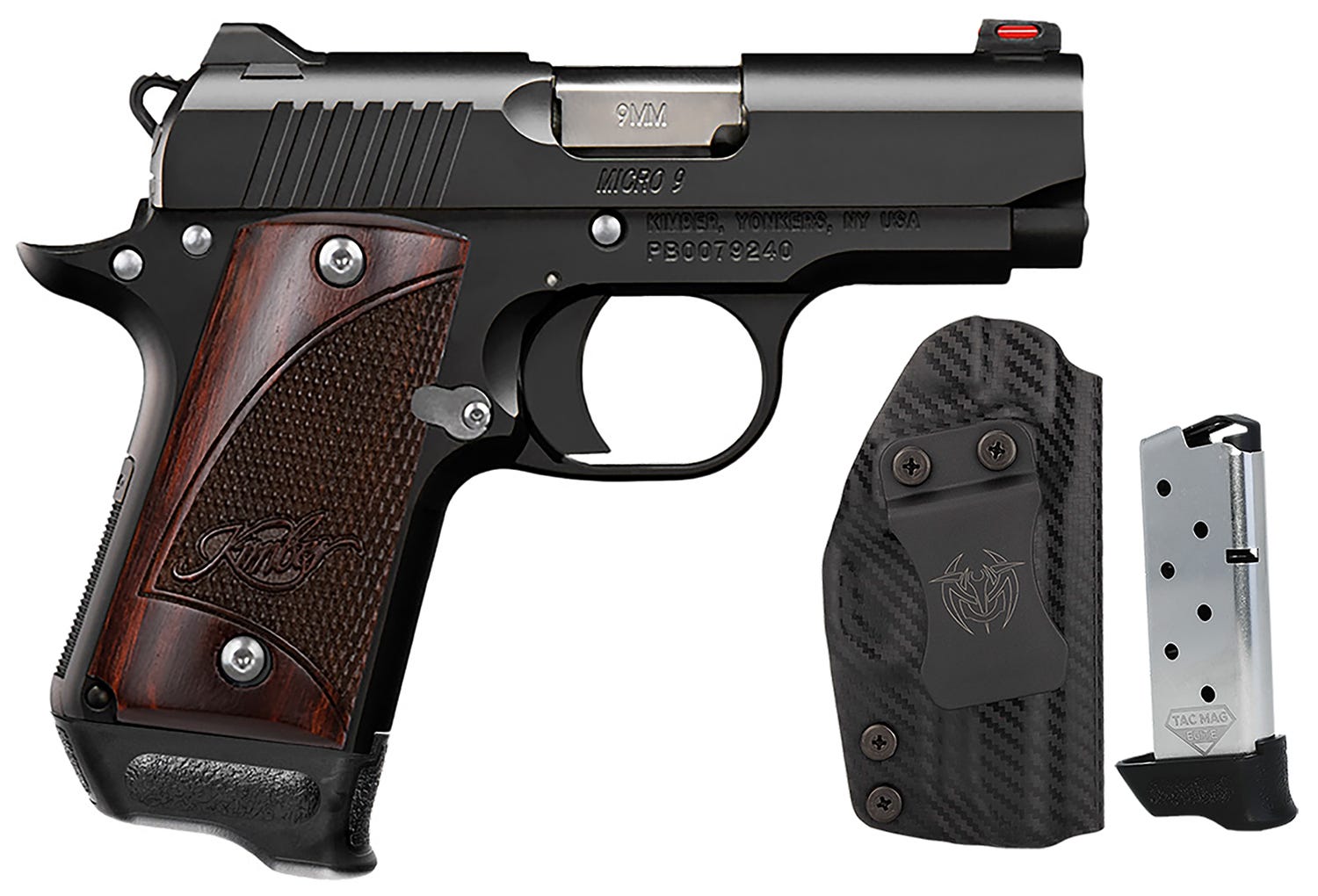 kimber micro 9 rtc-k bundle rosewood 9mm 3.15 barrel 7-rounds w/ 2 mags  holster  bag