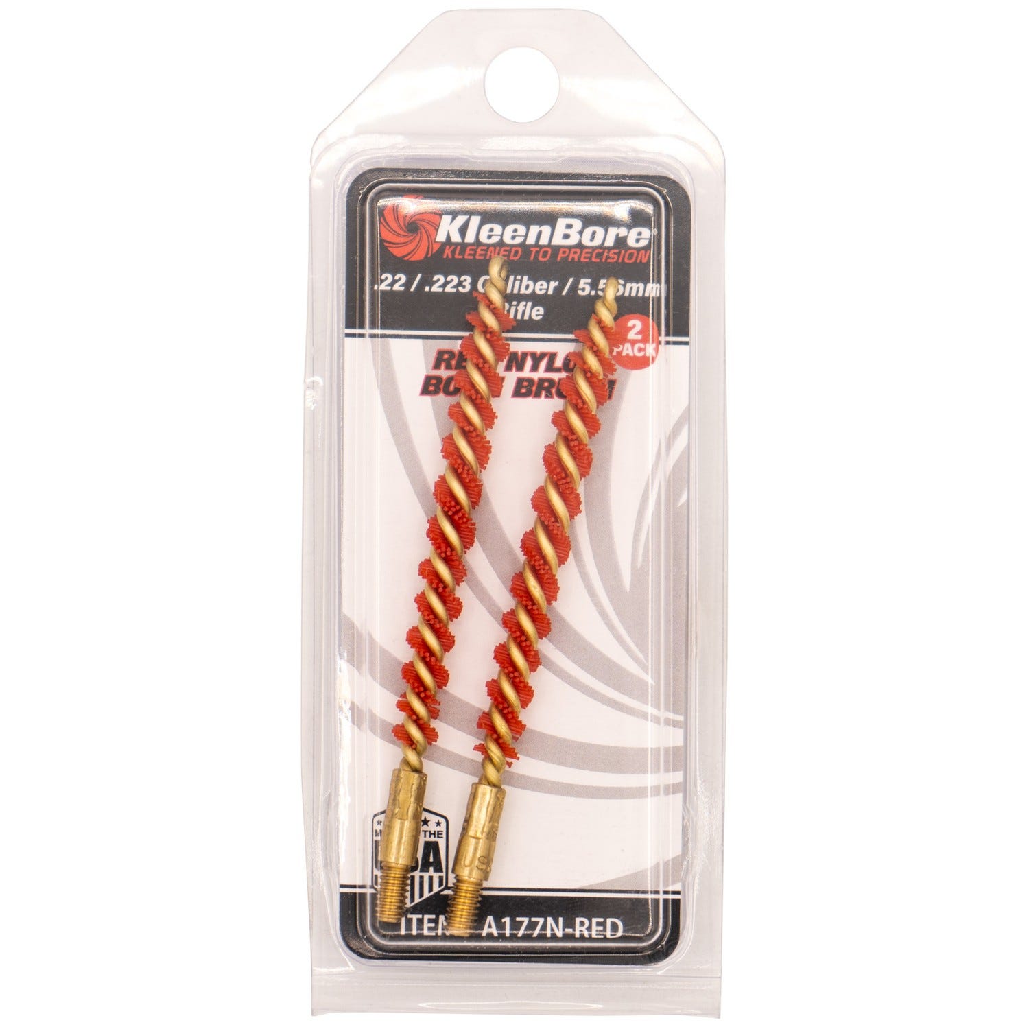 Kleen-Bore Rifle Red Nylon Bore Brush .223/5.56 2-Pack - Kleen-Bore