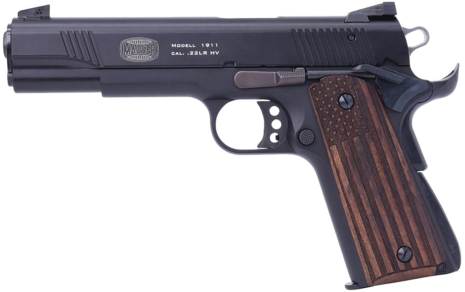 Mauser 1911 .22 LR 5 Barrel 10-Rounds w/ Flag Wood Grips - Mauser Rimfire