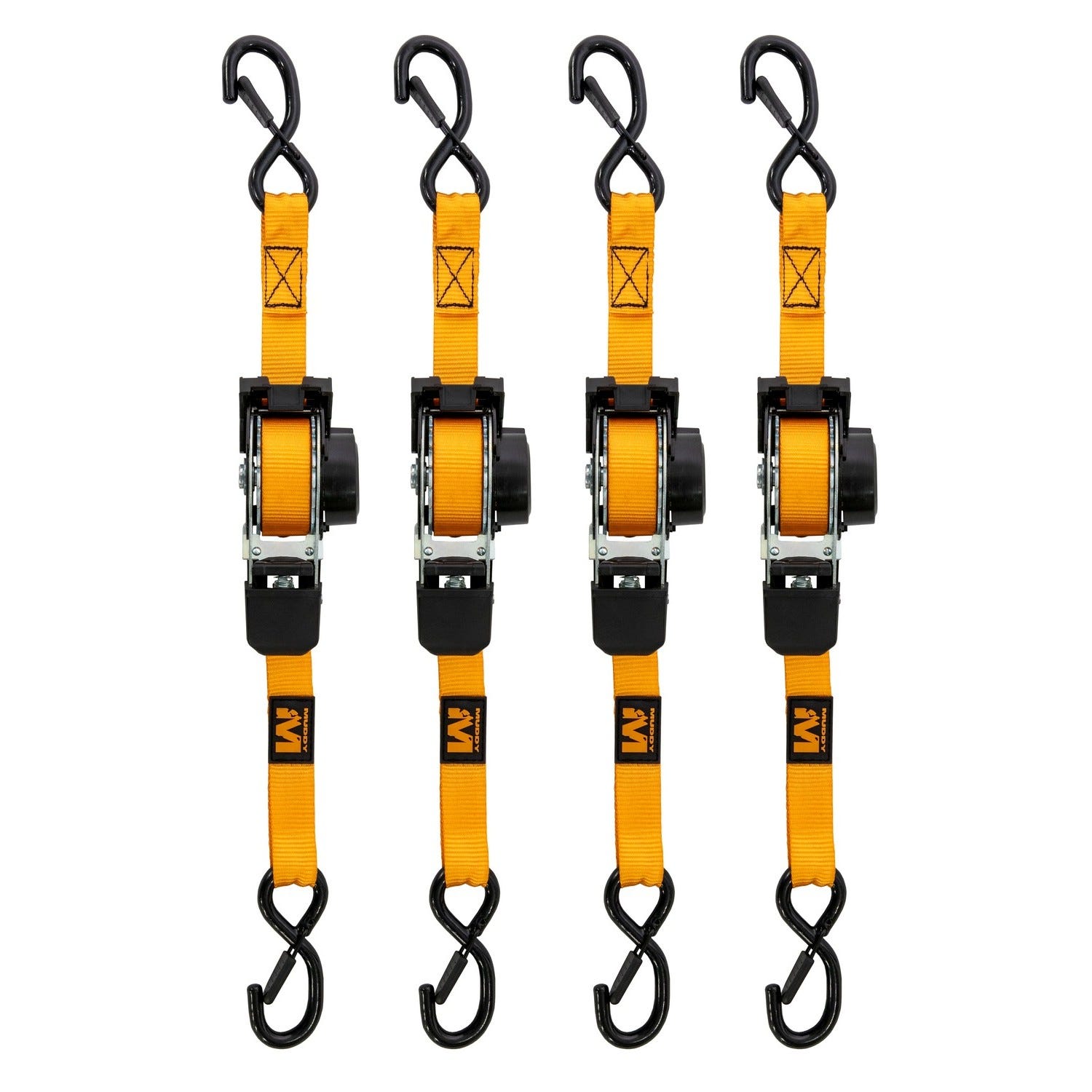 Muddy Retractable Ratchet Straps Black / Orange 1x10  4-Pack