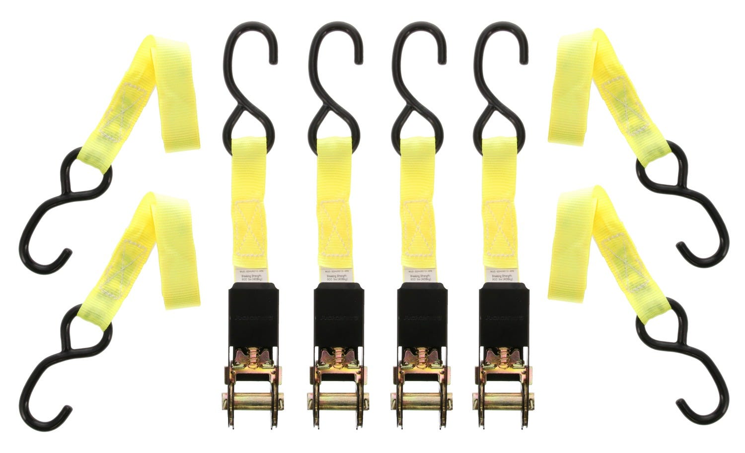 Muddy Standard Duty Ratchet Straps Yellow 1x10  4-Pack