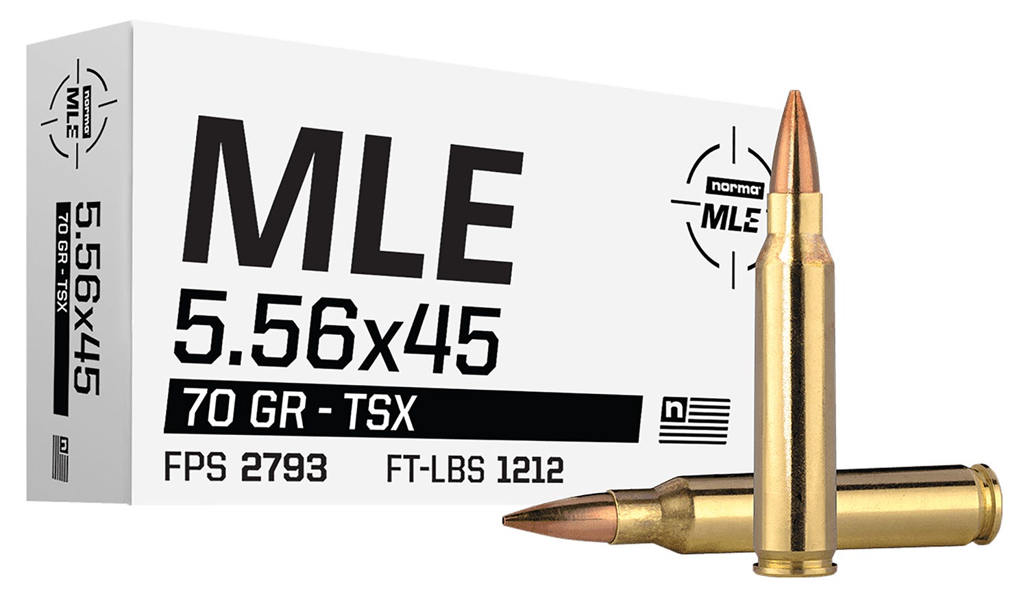 Norma MLE Brass 5.56 70 Grain 20-Rounds TSX ma MLE Brass 5.56 70 Grain 20-Rounds TSX Ammo