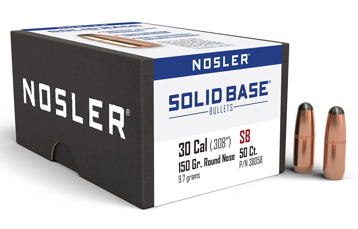 Nosler Solid Base .30 Caliber / .308 150 Grain 50-Count RN