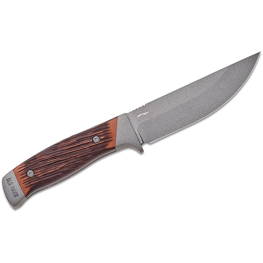 Old Timer Old Timer Frontier Brown Fixed Blade Knife 5 Drop Point Blade - $32.49 at GrabAGun
