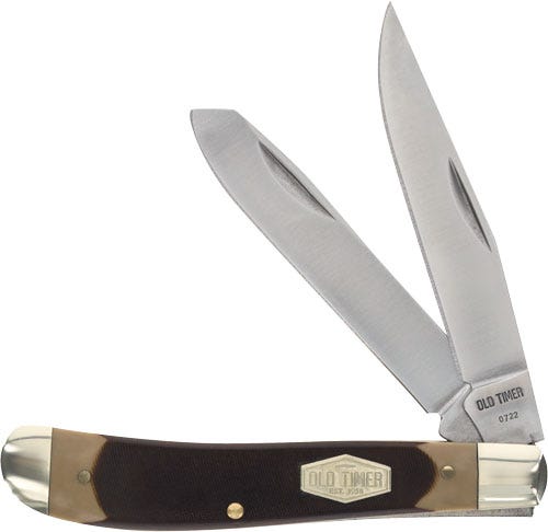 Old Timer Gunstock Trapper Brown 2-Blade 3.1 Clip Point Stainless Blade