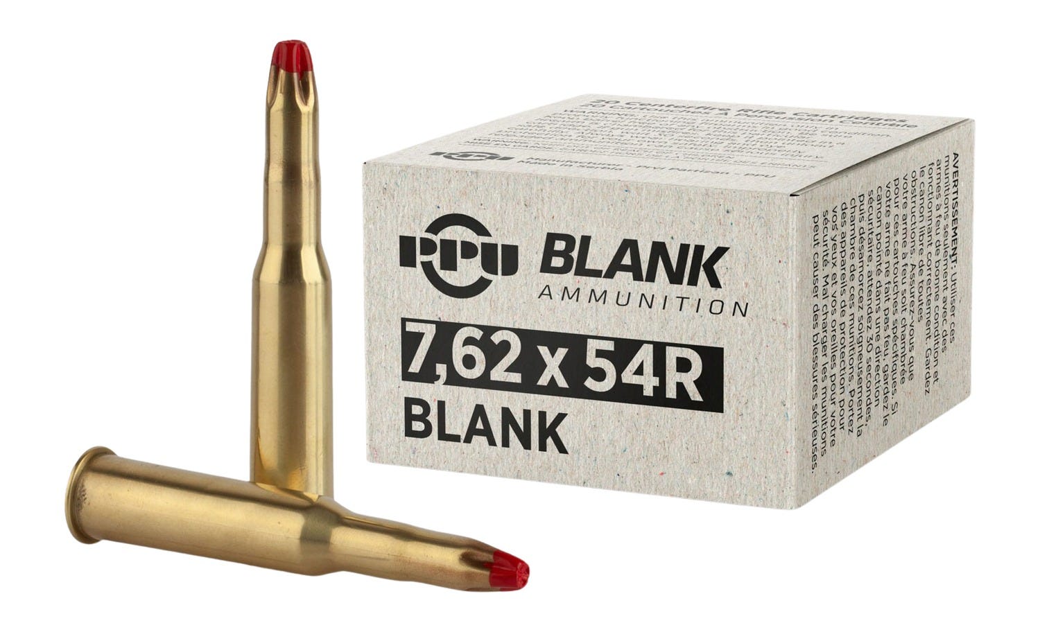 PPU Blanks 7.62 X 54R 20-Rounds