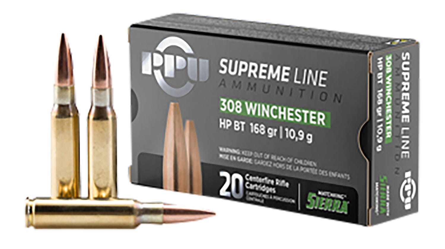 PPU Supreme .308 Win 168 Grain 20-Rounds BTHP Supreme .308 Win 168 Grain 20-Rounds BTHP Ammo