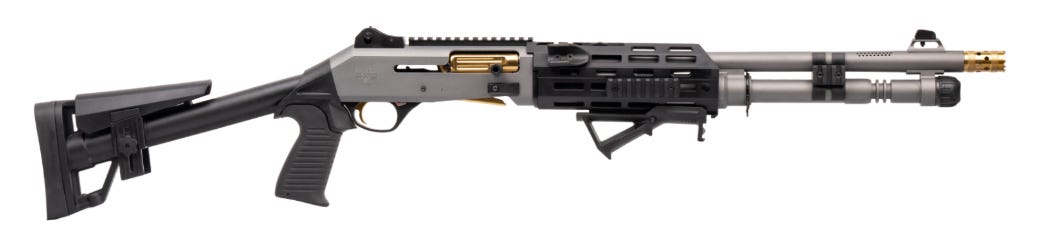 panzer arms m4 pro al gray / gold 12 ga 18.5 barrel 5-rounds