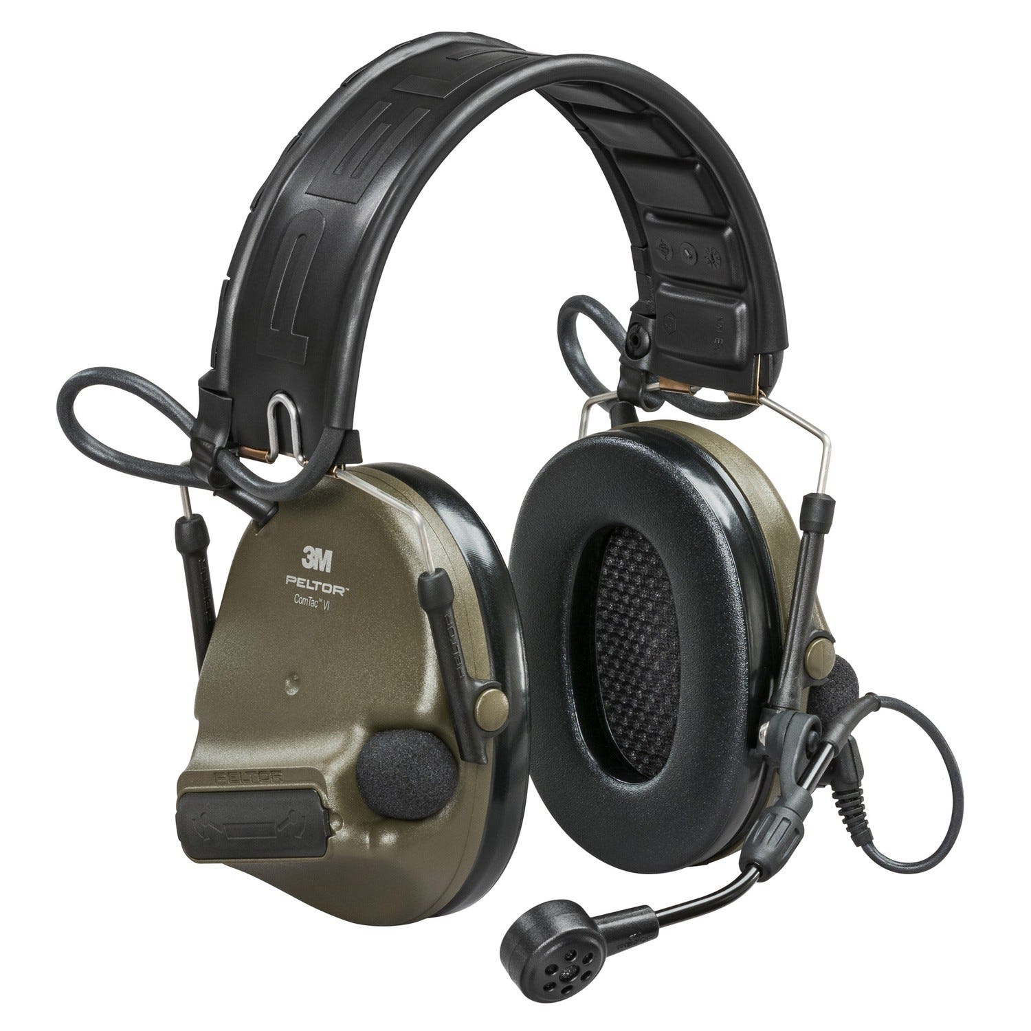 Peltor ComTac VI Defender OD Green Electronic Earmuff w/ Boom Microphone