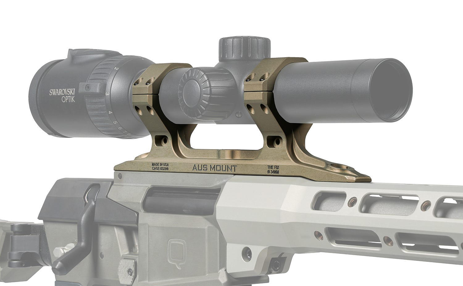 Q The Fix Aus Direct Mount, Clear Anodized, 34mm, Scope Mount