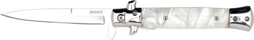 Ruko Knives RUKO Knives Folder Spring Assist White Pearl Acrylic 4 Plain Edge Stainless Blade - $33.00 at GrabAGun