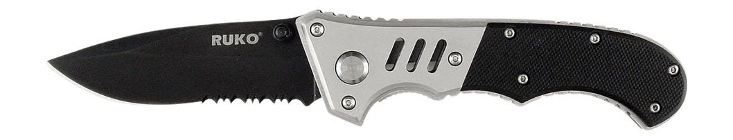 Ruko Knives Ruko Knives Tactical Folding Knife 3.5 Partially Serrated Drop Point Blade - $31.00 at GrabAGun