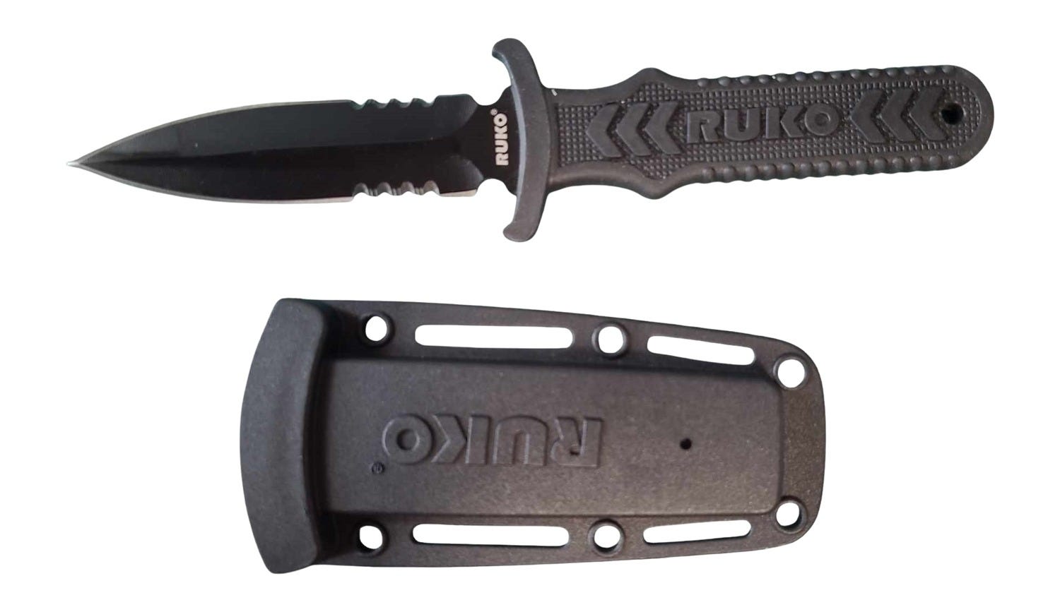 Ruko Knives Ruko Knives Ti-Tactical Boot Knife Fixed 4 Part Serrated Spear Point Blade - $40.00 at GrabAGun
