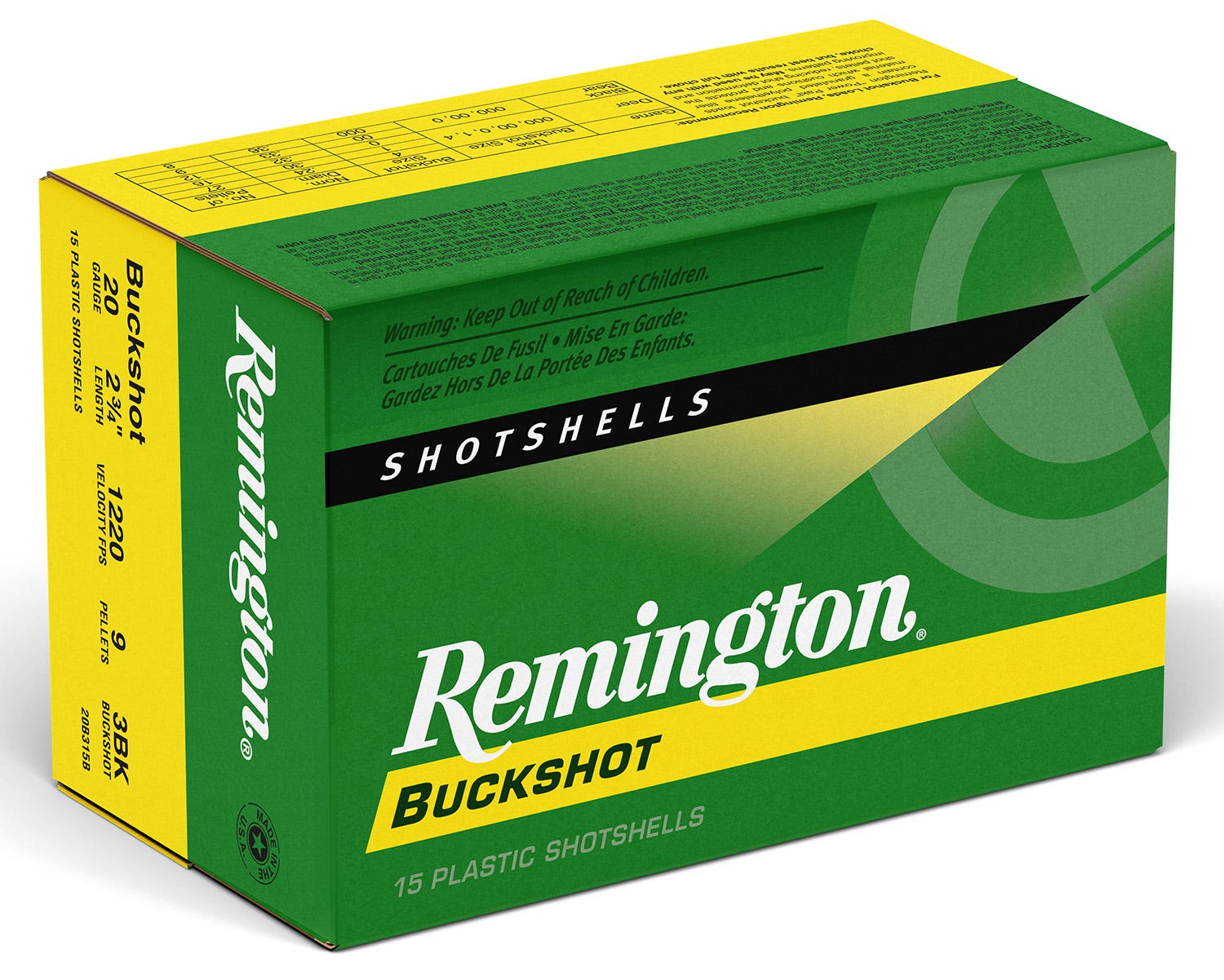 Remington Express Shotshell Buckshot Loads 20 GA 3 Buck Shot 15-Rounds - Remington