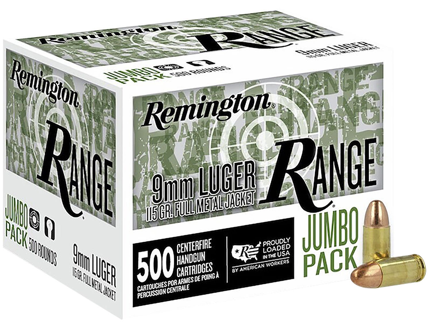 Remington Range Bulk 9mm 115 Grain 500-Rounds FMJ - Remington