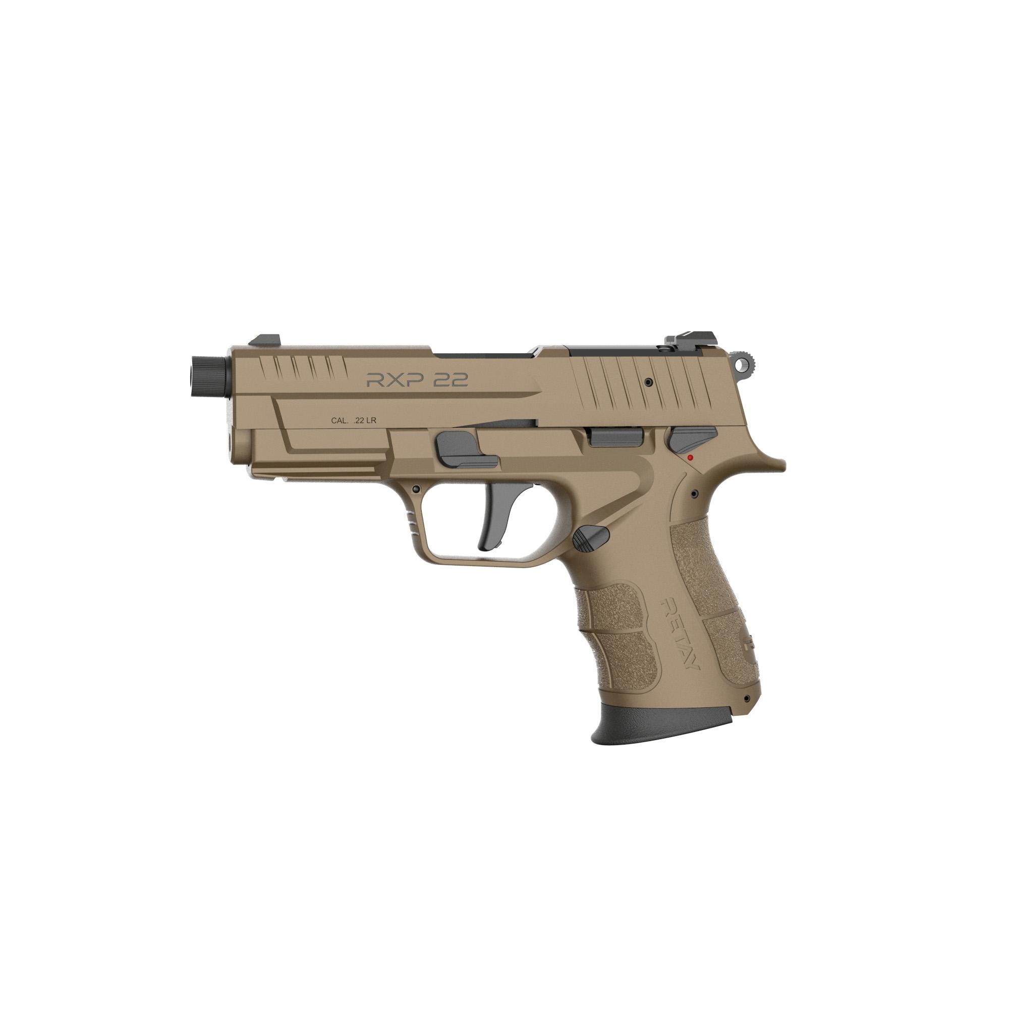 Retay Arms RXP22 Flat Dark Earth .22 LR 4 Threaded Barrel 18-Rounds w/ Aegis Sentinel S Red Dot - Retay USA