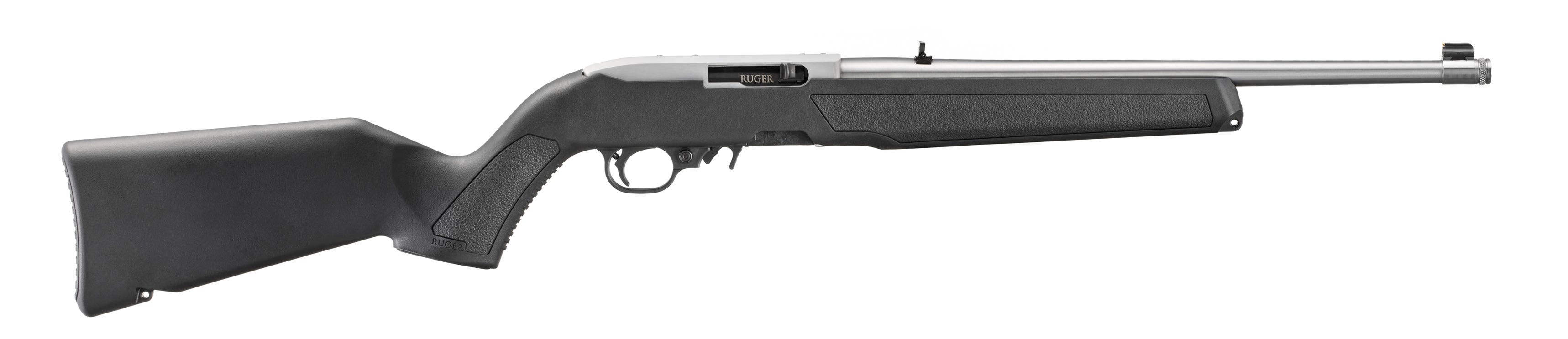 ruger 10/22 black / stainless .22 lr 16.4 threaded barrel 10-rounds