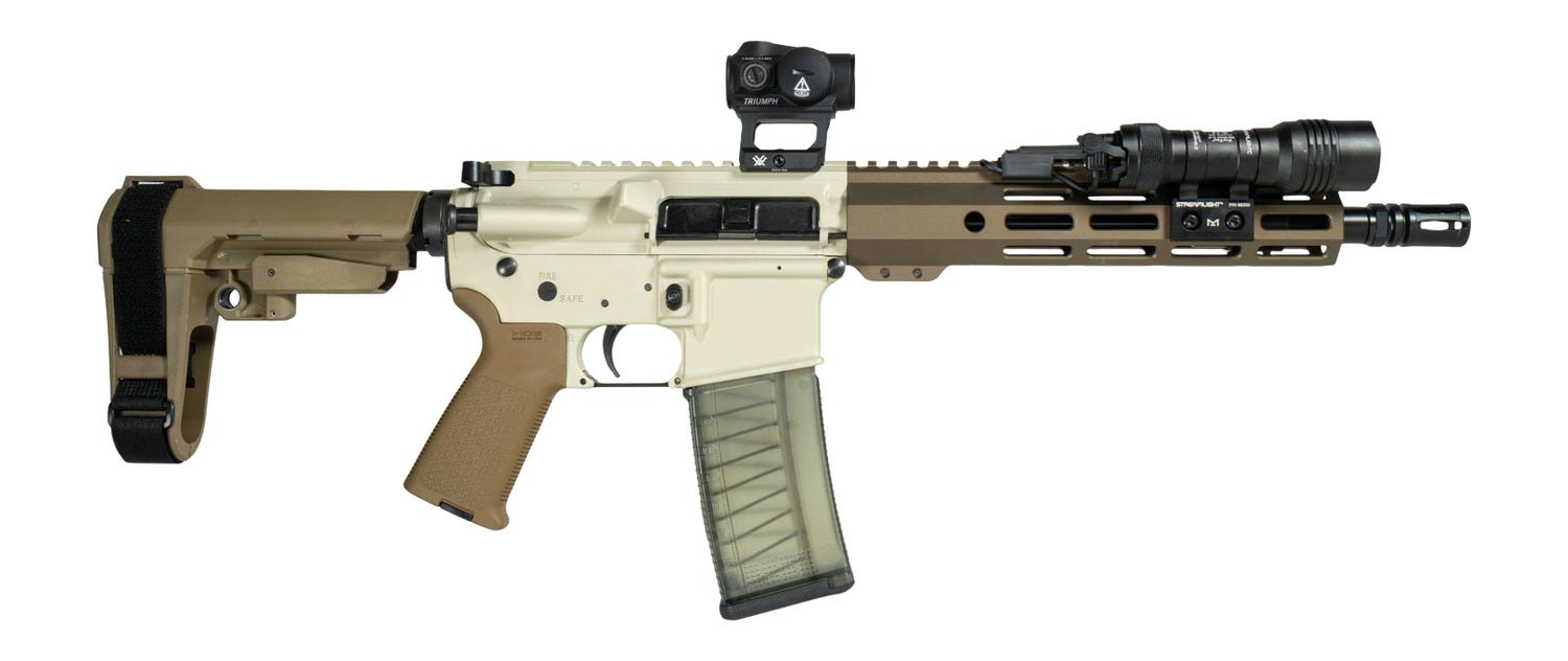 Shark Coast Tactical Nappstir Bundle Tan .300 AAC Blackout 8 Barrel 30-Rounds w/ Vortex Red Dot  Streamlight