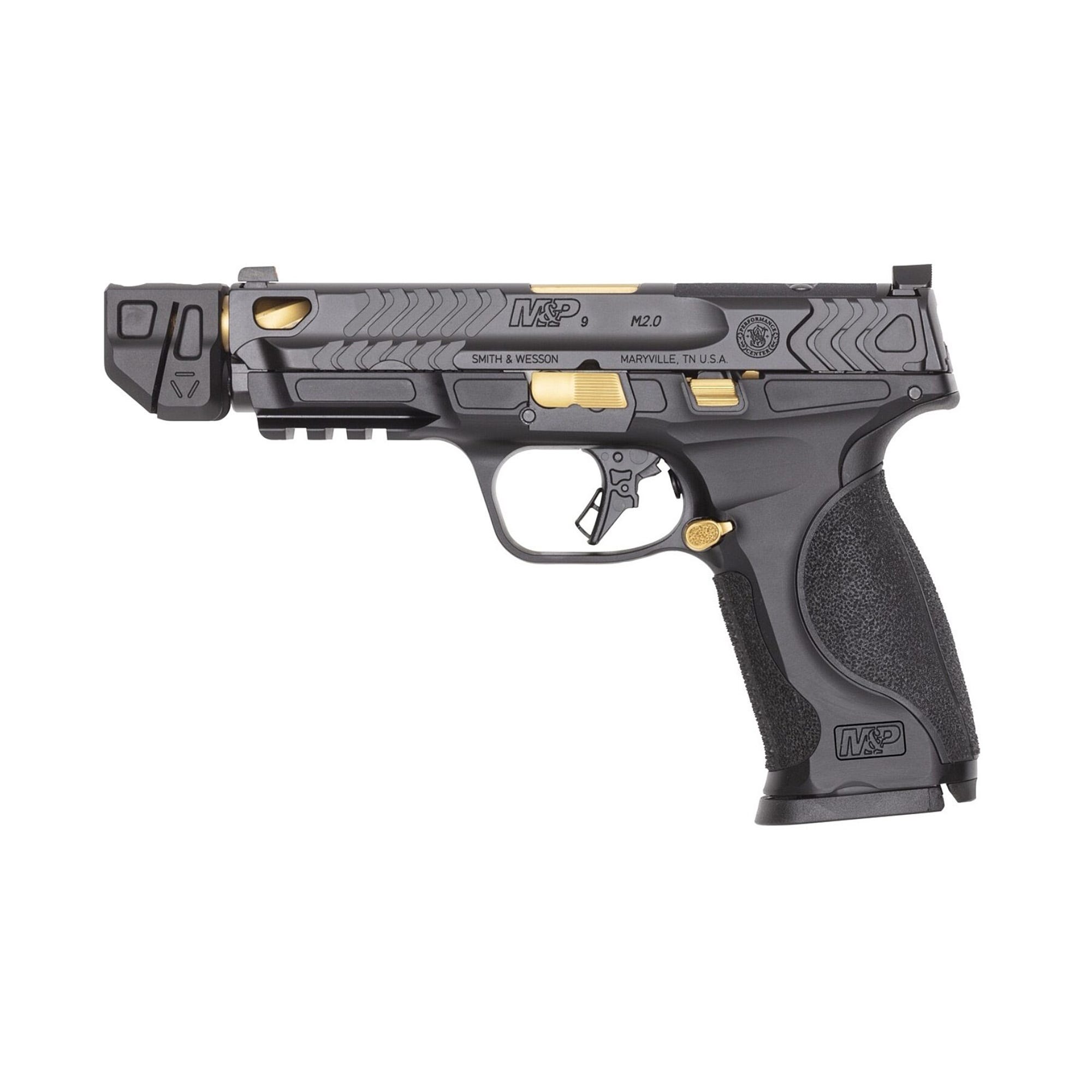 Smith and Wesson M&P M2.0 Metal Black / Gold 9mm 4.869 Barrel 23-Rounds OR Comp