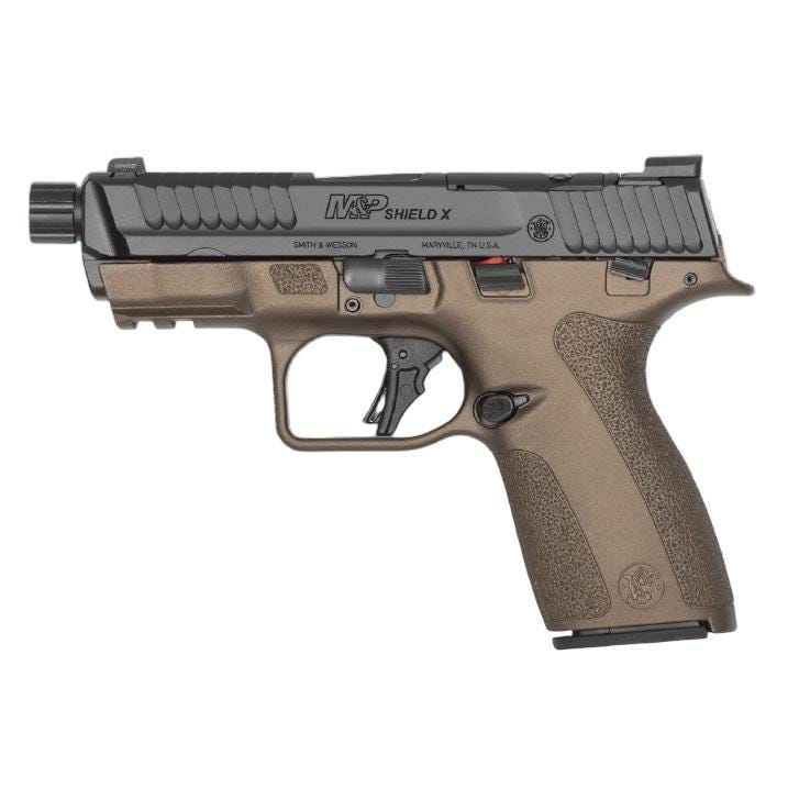 smith and wesson m&p shield x midnight bronze 9mm 4.1 threaded barrel 15-rounds thumb safety