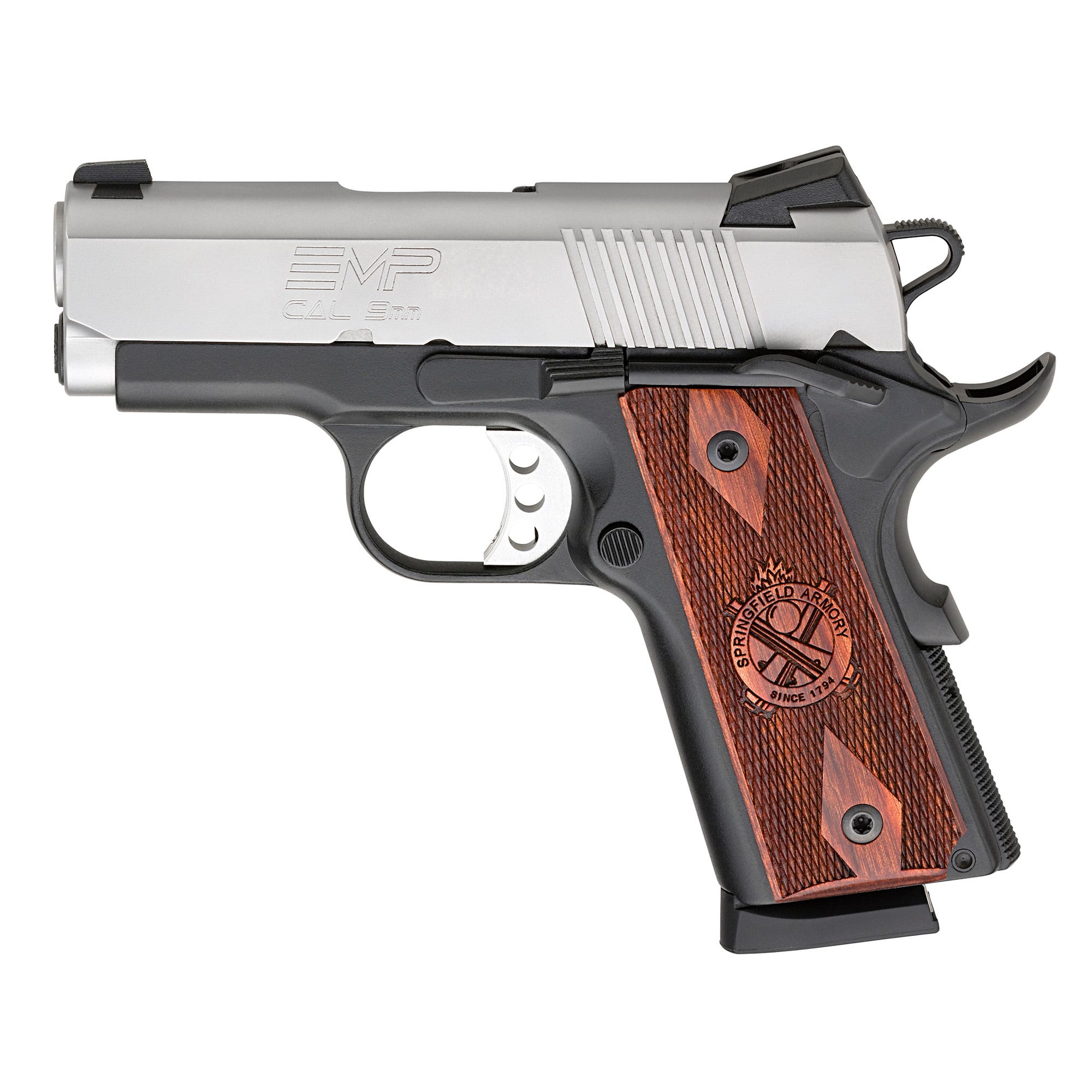 springfield armory 1911 emp stainless / black 9mm 3 barrel 9-rounds ca compliant