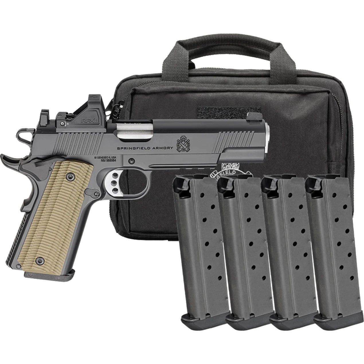 Springfield Armory 1911 Operator AOS Gear Pac .45 ACP 5 Barrel 8-Rounds w/ Viridian RFX11  4 Mags - Springfield Armory