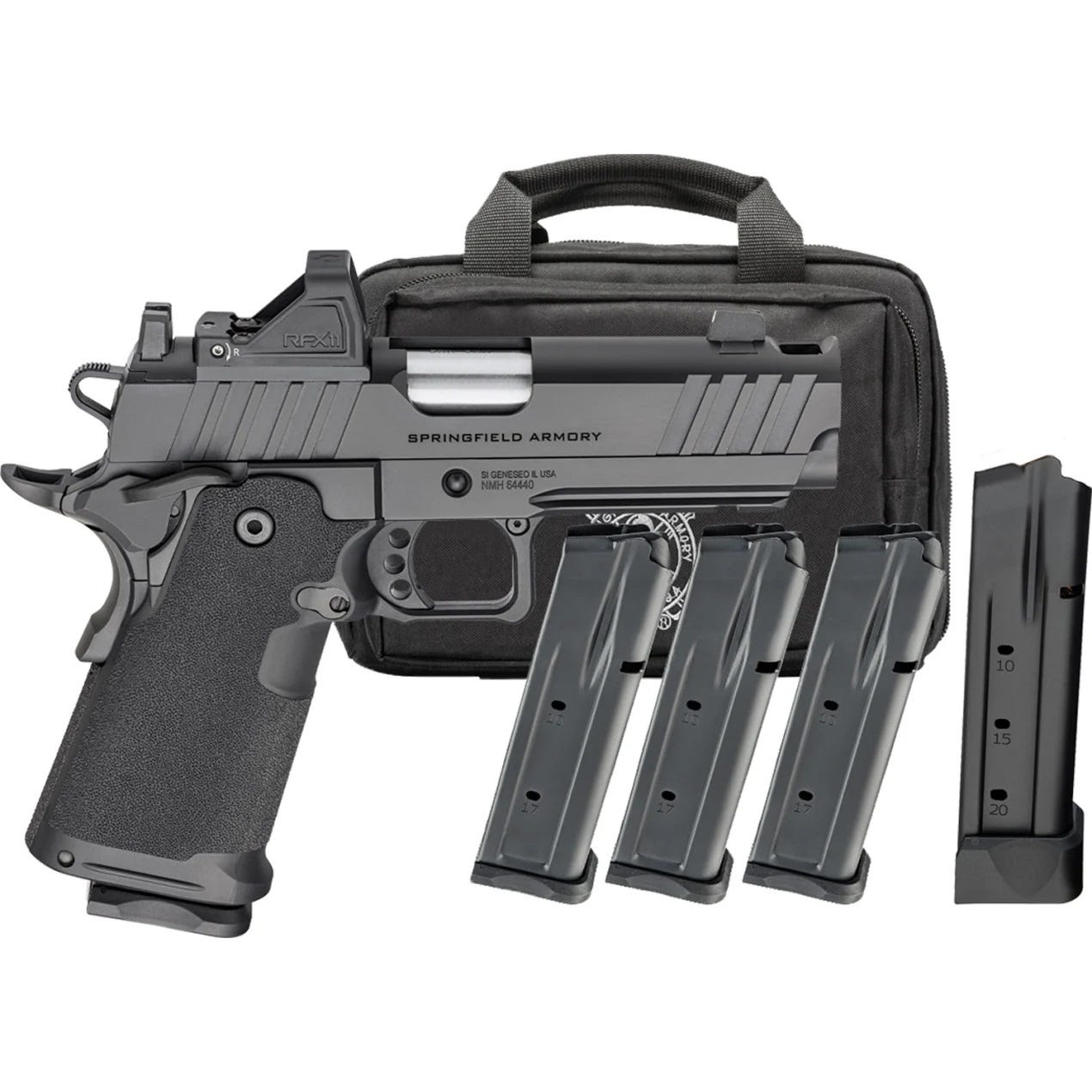 Springfield Armory 1911 Prodigy AOS Comp Gear Pac 9mm 4.25 Barrel 17/20-Rounds w/ Viridian RFX11  4 Mags - Springfield Armory