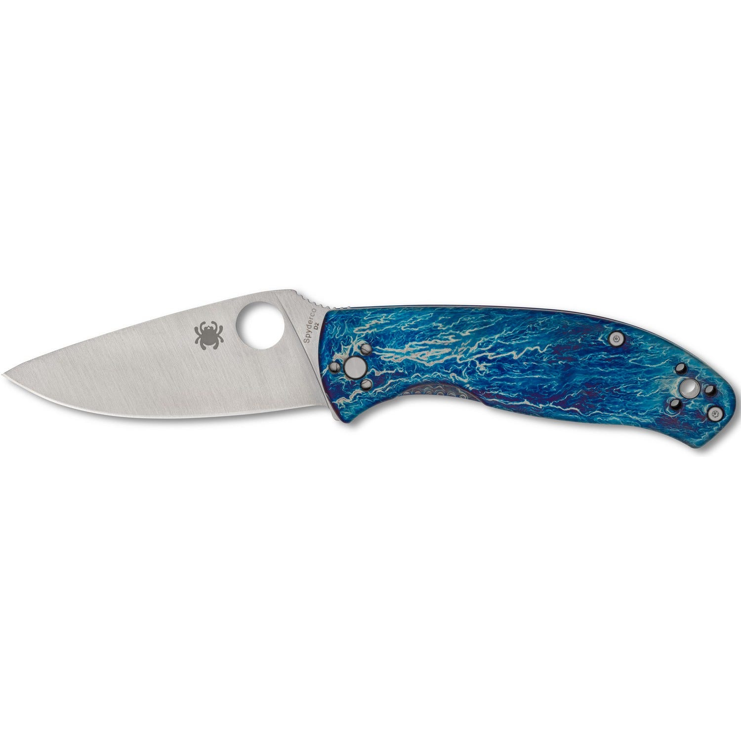 Spyderco Spyderco Tenacious Blue Folding 3.35 Plain Edge D2 Blade - $180.00 at GrabAGun