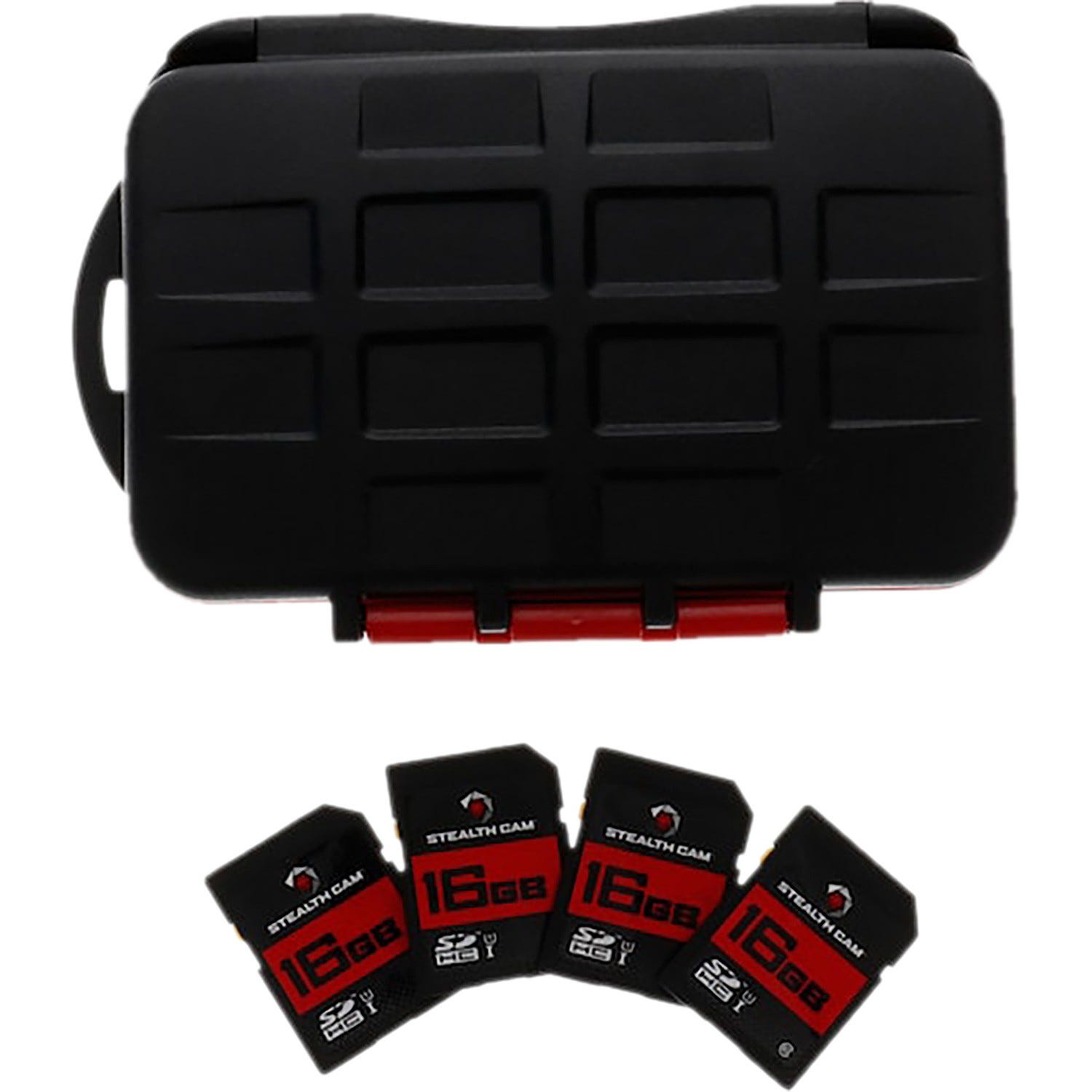 Stealth Cam Stealth Cam Memory Card Storage Case Black / Red 4-Pack - $37.99 at GrabAGun