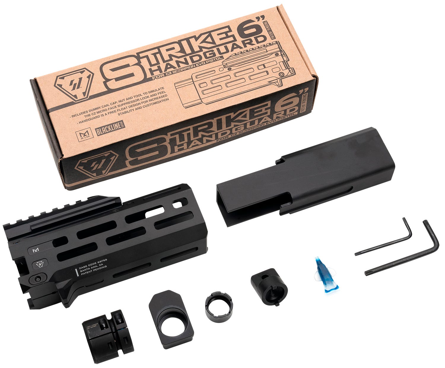 Strike Industries Strike 6 Handguard 6 M-LOK with Faux Suppressor for CZ Scorpion EVO