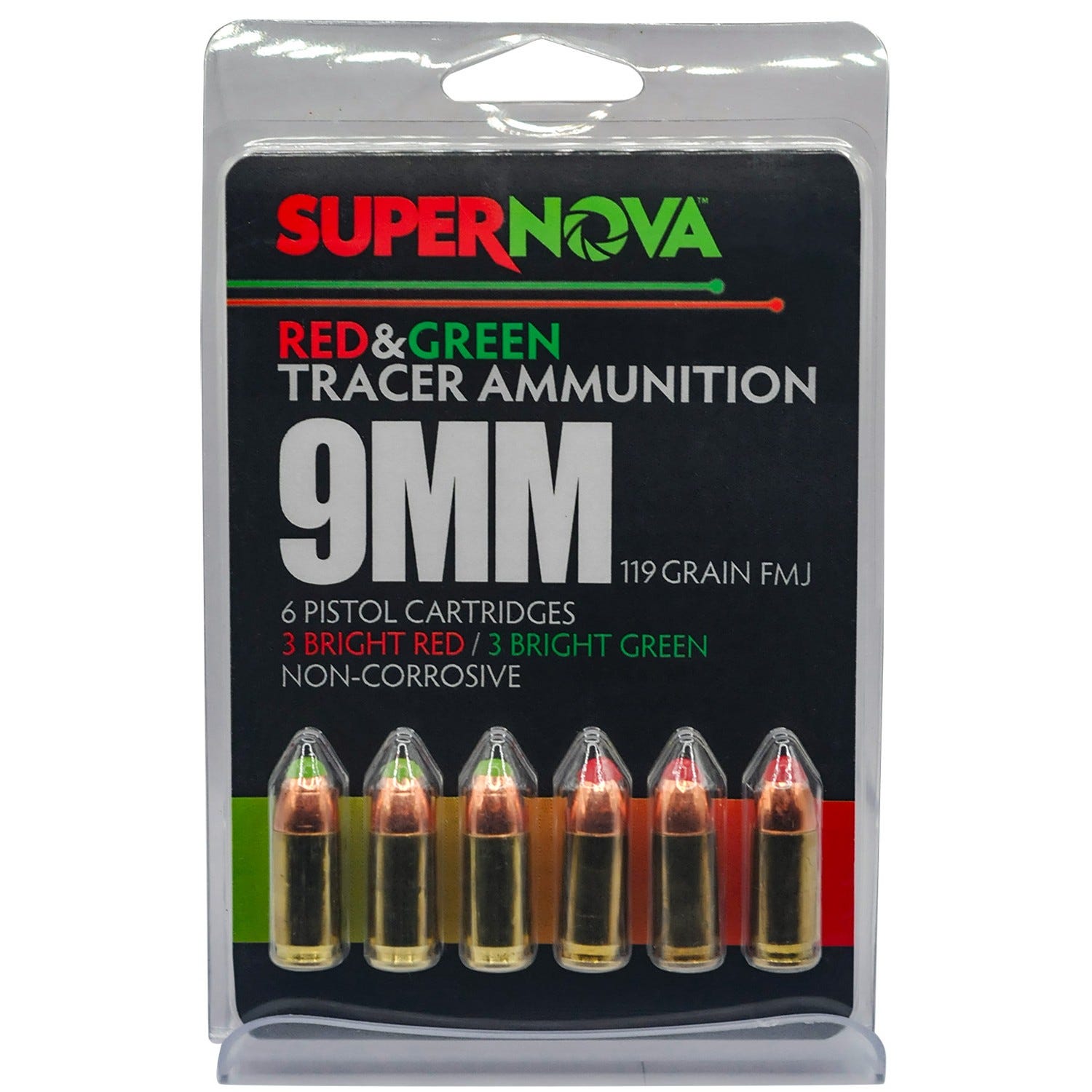 Supernova Green/Red Tracer 9mm 119 Grain 6-Rounds FMJ - European American Armory